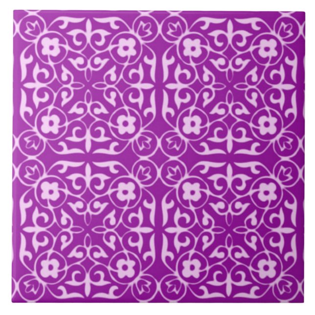 Mediaeval Damask pattern, amethyst purple Tile (Front)