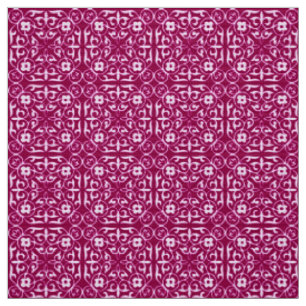 Mediaeval Damask pattern, burgundy wine Fabric