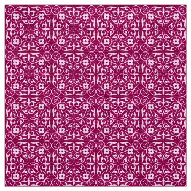 Mediaeval Damask pattern, burgundy wine Fabric (Swatch)