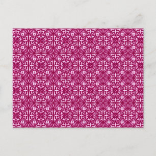 Mediaeval Damask pattern, burgundy wine Postcard