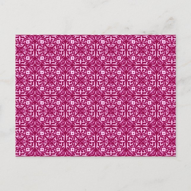 Mediaeval Damask pattern, burgundy wine Postcard (Front)