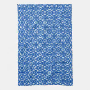 Mediaeval Damask pattern, cobalt blue Tea Towel