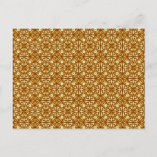 Mediaeval Damask pattern, copper and cream Postcard (Front)
