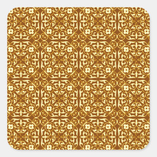 Mediaeval Damask pattern, copper and cream Square Sticker