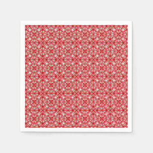 Mediaeval Damask pattern, red and white Napkin
