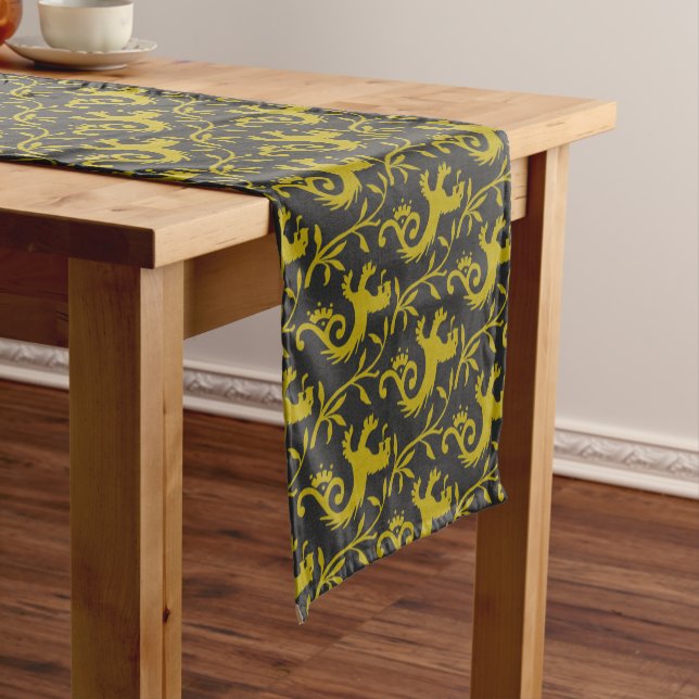 Mediaeval Dande-Lions on Black Table Runner (In Situ)