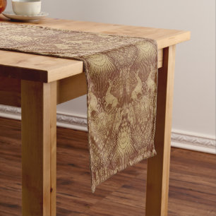 Mediaeval Deer Stags And Eagles Pattern Short Table Runner