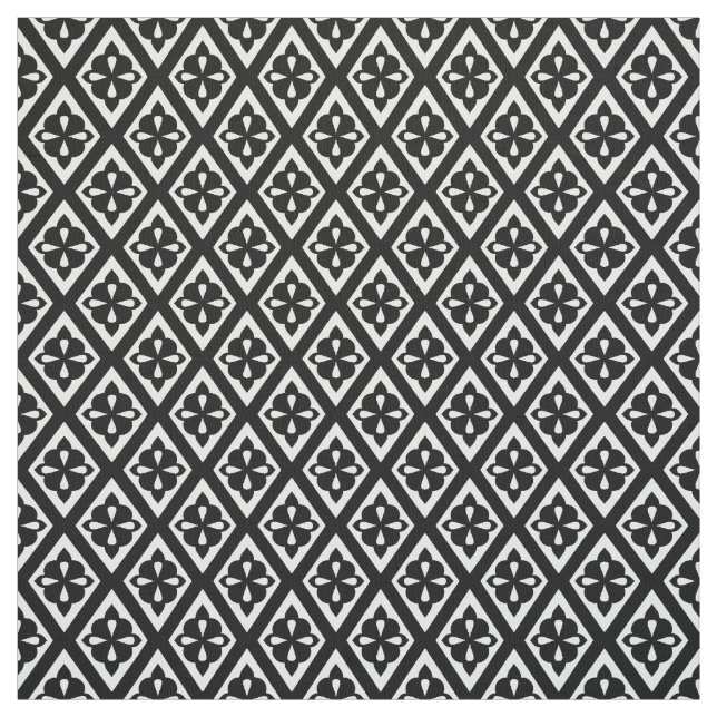 Mediaeval diamonds - black and white fabric (Swatch)