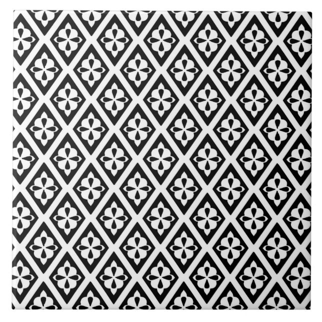 Mediaeval diamonds - black and white tile (Front)