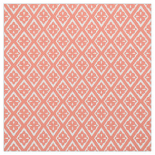 Mediaeval diamonds - coral pink and white fabric