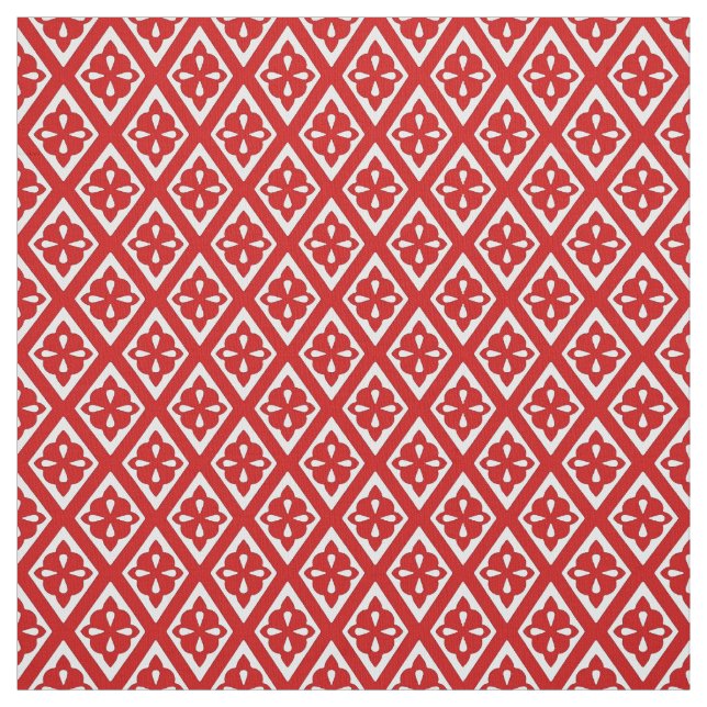 Mediaeval diamonds - deep red and white fabric (Swatch)