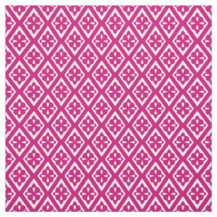 Mediaeval diamonds - fuchsia pink and white fabric