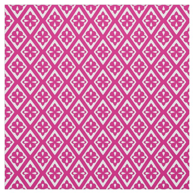 Mediaeval diamonds - fuchsia pink and white fabric (Swatch)