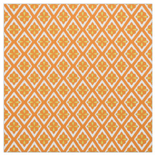 Mediaeval diamonds - mandarin orange and white fabric