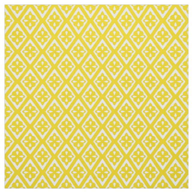 Mediaeval diamonds - mustard gold and white fabric (Swatch)