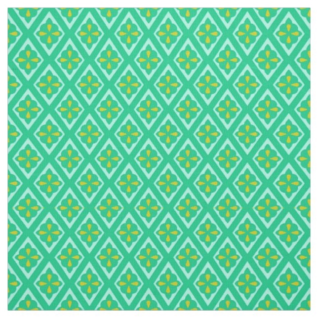 Mediaeval diamonds - teal green and aqua fabric (Swatch)