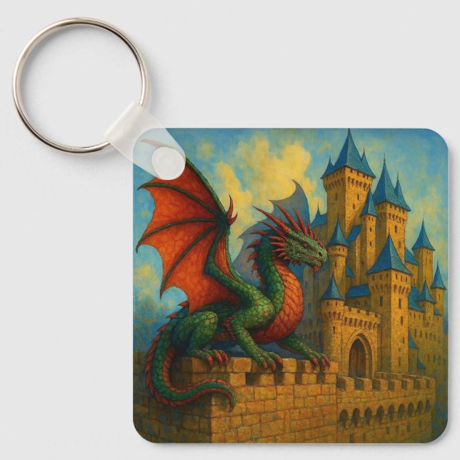 Mediaeval Dragon Castle Protector Key Ring (Front)