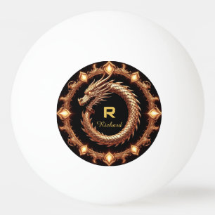 🐉 Mediaeval Dragon Crest Name Ring Frame Emblem � Ping Pong Ball