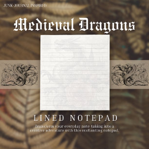Mediaeval Dragon Junk-Journal Inspired Lined Notepad