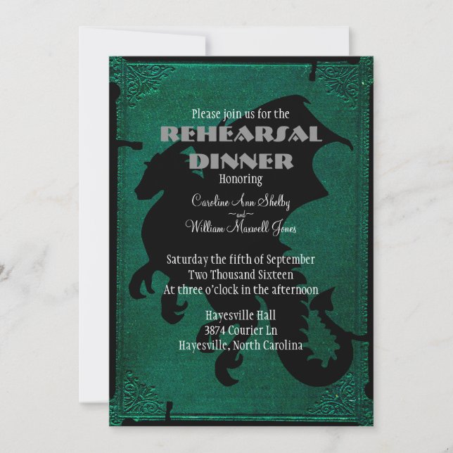 Mediaeval Dragon Sword Vintage Rehearsal Invitatio Invitation (Front)
