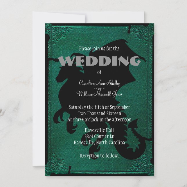 Mediaeval Dragon Sword Vintage Wedding Invitation (Front)