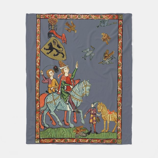 Mediaeval duck hunting with falcons? Fleece Blanket (Front)