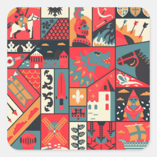 Mediaeval Elegance: Seamless Pattern Design Square Sticker