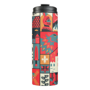 Mediaeval Elegance: Seamless Pattern Design Thermal Tumbler
