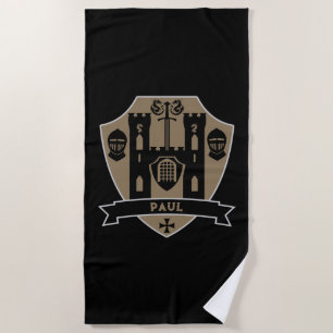 Mediaeval English Knight Dragon Beach Towel