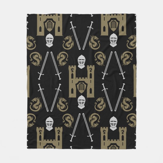 Mediaeval English Knight Dragon Fleece Blanket (Front)