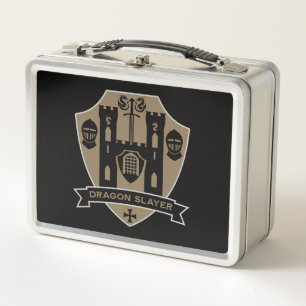Mediaeval English Knight Dragon Metal Lunch Box
