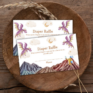 Mediaeval Fairy Dragon Diaper Raffle Baby Shower Enclosure Card