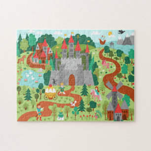 Mediaeval Fairytale Kingdom Fantasy Castle Kids Fu Jigsaw Puzzle