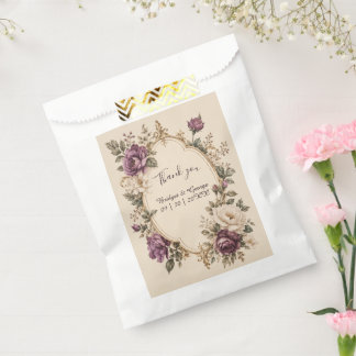 Mediaeval Fairytale Purple Botanical Floral Weddin Favour Bags