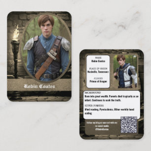 Mediaeval Fantasy Cosplay Coscards QR Code Business Card