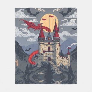Mediaeval Fantasy: Dragon and Castle Fleece Blanket
