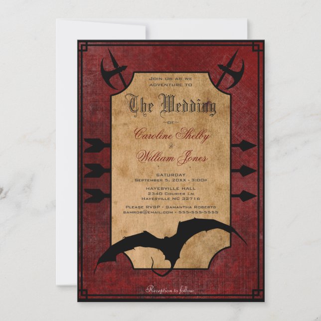 Mediaeval Fantasy Dragon Wedding Invitation (Front)