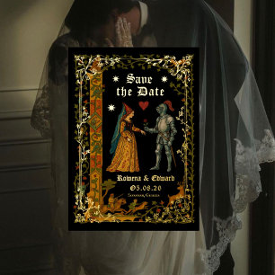 Mediaeval Fantasy Knight and Lady Save the Date