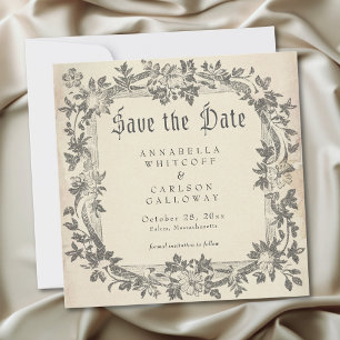 Mediaeval Fantasy Vintage Black Etching Wedding Save The Date