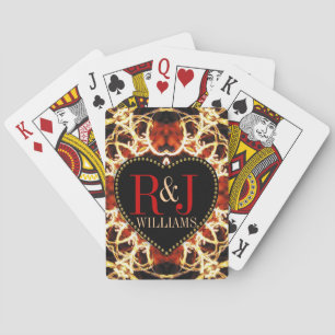 Mediaeval Fire Heart Custom Initials Playing  Card