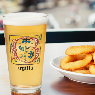 Mediaeval Floral Illuminated Letter B Monogram Glass