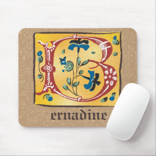 Mediaeval Floral Illuminated Letter B Monogram Mouse Pad