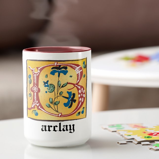 Mediaeval Floral Illuminated Letter B Monogram Mug (Creator Uploaded)