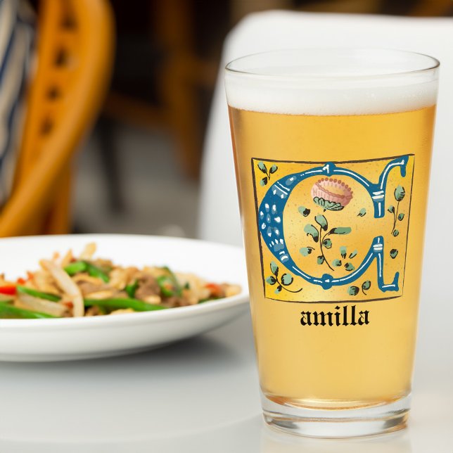 Mediaeval Floral Illuminated Letter C Monogram Glass (Creator Uploaded)