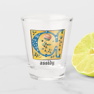 Mediaeval Floral Illuminated Letter C Monogram Shot Glass