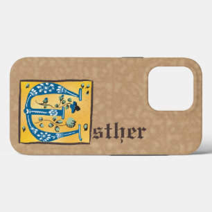 Mediaeval Floral Illuminated Letter E Monogram iPhone 13 Pro Case