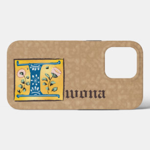 Mediaeval Floral Illuminated Letter I Monogram iPhone 13 Pro Case