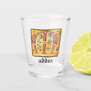 Mediaeval Floral Illuminated Letter M Monogram Shot Glass