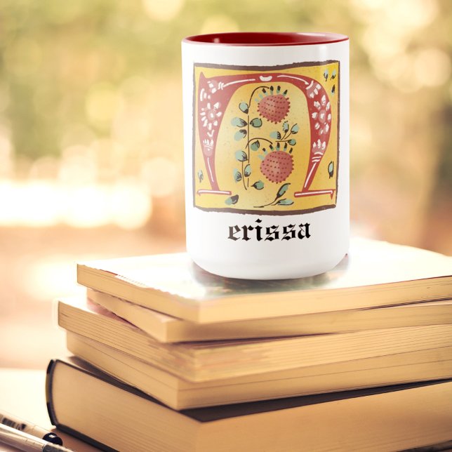 Mediaeval Floral Illuminated Letter N Monogram Mug (Creator Uploaded)