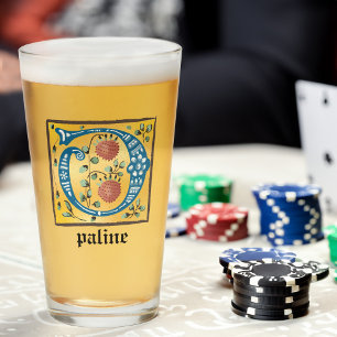 Mediaeval Floral Illuminated Letter O Monogram Glass